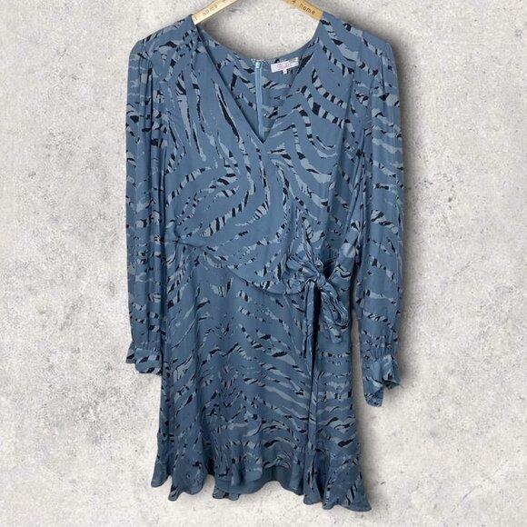 Parker Silk Long Sleeve Ruffle Mini Dress Size 18 Arctic Tiger Print Summer Boho - Picture 14 of 15